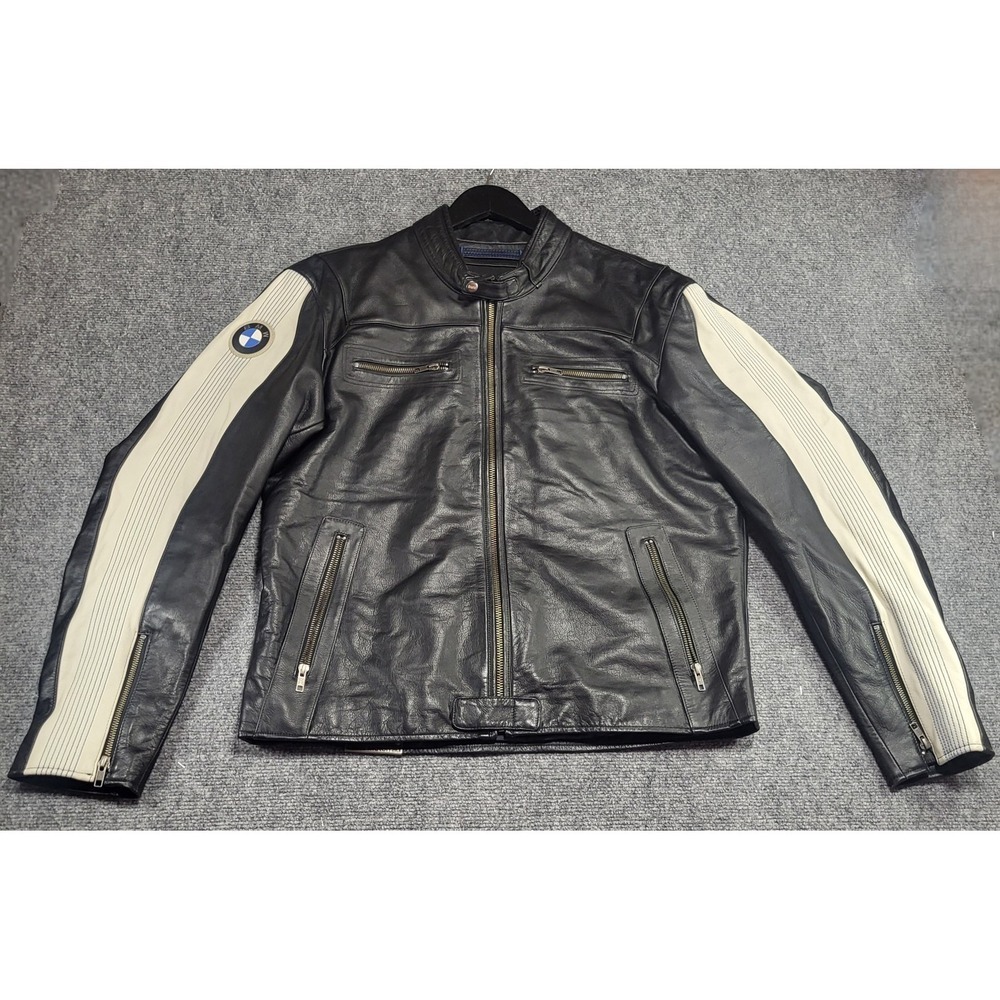 BMW Motorrad Club Black Leather Full-Zip Club Men Jacket Size X-Large